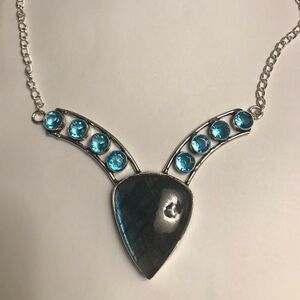 Labradorite Blue Topaz Stamped 925 Sterling Silver Necklace
